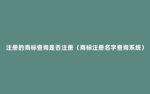 注册的商标查询是否注册（商标注册名字查询系统）