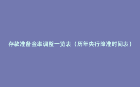 存款准备金率调整一览表（历年央行降准时间表）