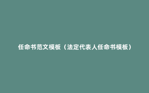 任命书范文模板（法定代表人任命书模板）