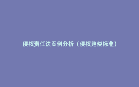 侵权责任法案例分析（侵权赔偿标准）