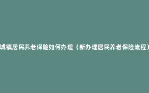 城镇居民养老保险如何办理（新办理居民养老保险流程）