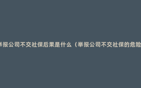 举报公司不交社保后果是什么（举报公司不交社保的危险）