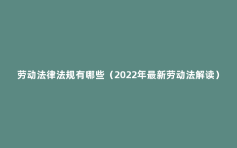 劳动法律法规有哪些（2022年最新劳动法解读）