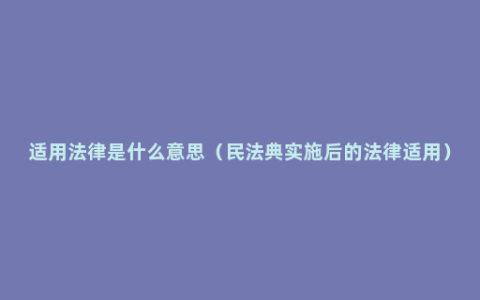 适用法律是什么意思（民法典实施后的法律适用）