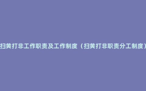 扫黄打非工作职责及工作制度（扫黄打非职责分工制度）