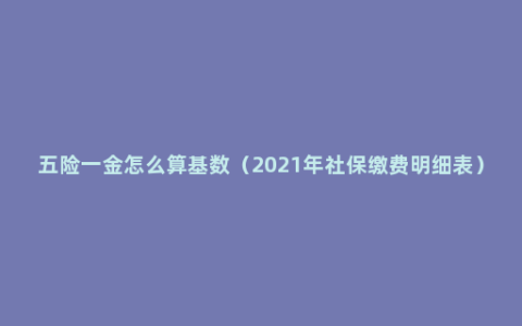 五险一金怎么算基数（2021年社保缴费明细表）