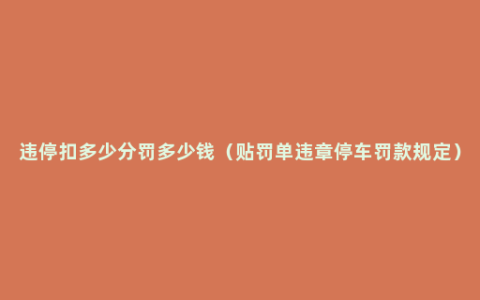 违停扣多少分罚多少钱（贴罚单违章停车罚款规定）