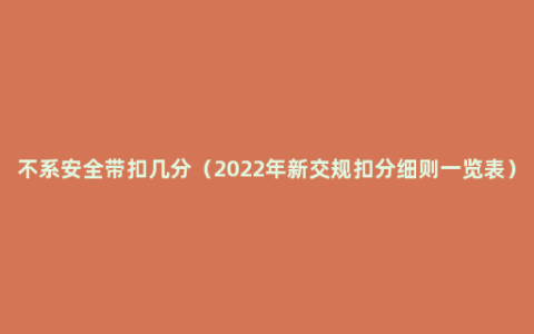 不系安全带扣几分（2022年新交规扣分细则一览表）