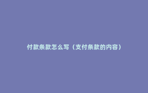 付款条款怎么写（支付条款的内容）