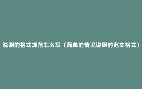 说明的格式规范怎么写（简单的情况说明的范文格式）