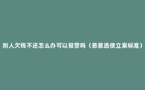 别人欠钱不还怎么办可以报警吗（恶意逃债立案标准）