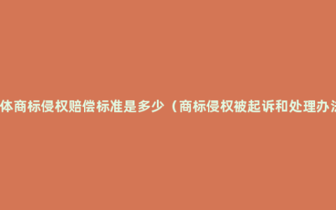 个体商标侵权赔偿标准是多少（商标侵权被起诉和处理办法）