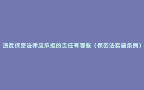 违反保密法律应承担的责任有哪些（保密法实施条例）