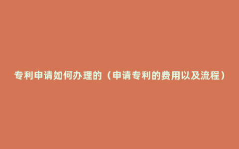 专利申请如何办理的（申请专利的费用以及流程）