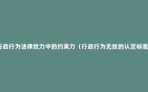 行政行为法律效力中的约束力（行政行为无效的认定标准）