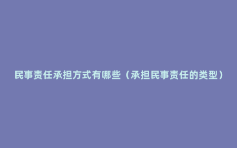 民事责任承担方式有哪些（承担民事责任的类型）