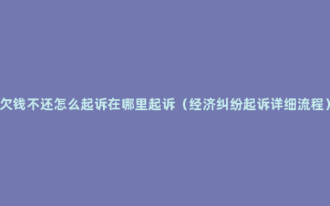 欠钱不还怎么起诉在哪里起诉（经济纠纷起诉详细流程）