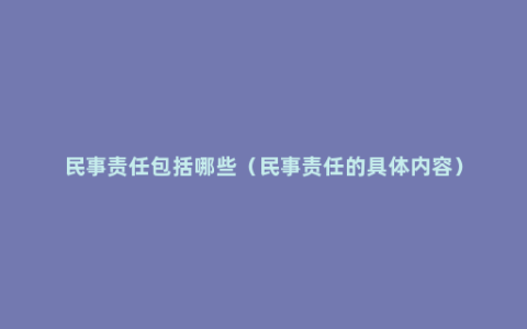 民事责任包括哪些（民事责任的具体内容）