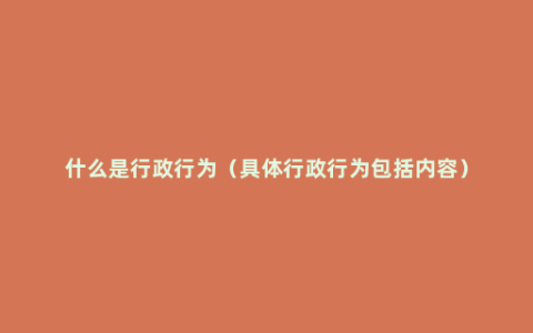 什么是行政行为（具体行政行为包括内容）