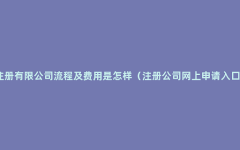 注册有限公司流程及费用是怎样（注册公司网上申请入口）