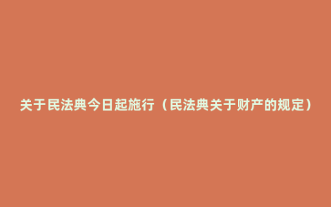 关于民法典今日起施行（民法典关于财产的规定）