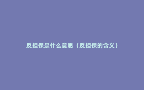 反担保是什么意思（反担保的含义）