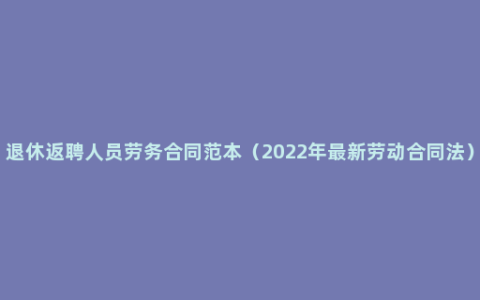 退休返聘人员劳务合同范本（2022年最新劳动合同法）