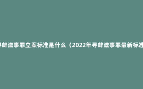 寻衅滋事罪立案标准是什么（2022年寻衅滋事罪最新标准）