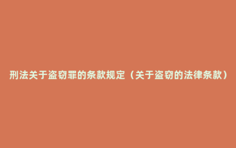 刑法关于盗窃罪的条款规定（关于盗窃的法律条款）