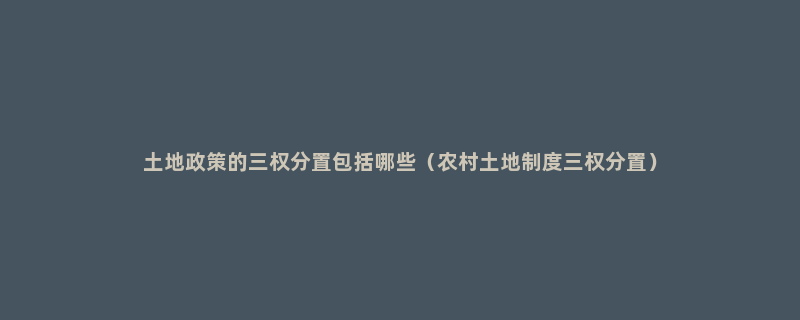 土地政策的三权分置包括哪些（农村土地制度三权分置）