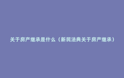 关于房产继承是什么（新民法典关于房产继承）