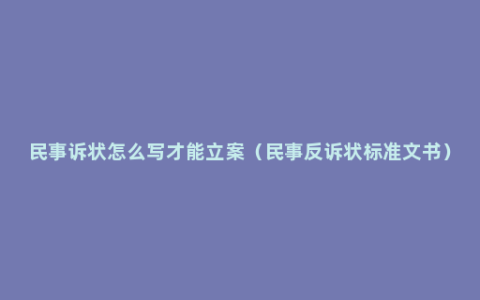 民事诉状怎么写才能立案（民事反诉状标准文书）