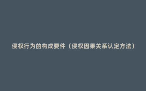 侵权行为的构成要件（侵权因果关系认定方法）