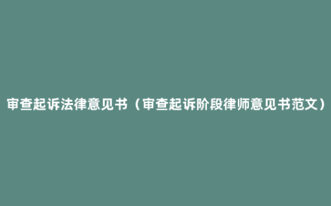 审查起诉法律意见书（审查起诉阶段律师意见书范文）