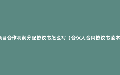 项目合作利润分配协议书怎么写（合伙人合同协议书范本）