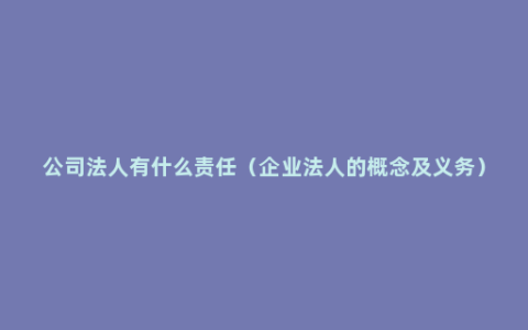 公司法人有什么责任（企业法人的概念及义务）