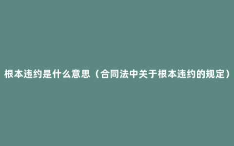 根本违约是什么意思（合同法中关于根本违约的规定）