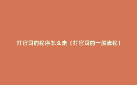 打官司的程序怎么走（打官司的一般流程）