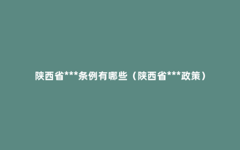 陕西省***条例有哪些（陕西省***政策）