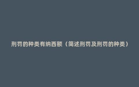 刑罚的种类有纳西额（简述刑罚及刑罚的种类）