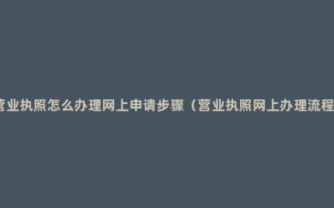 营业执照怎么办理网上申请步骤（营业执照网上办理流程）