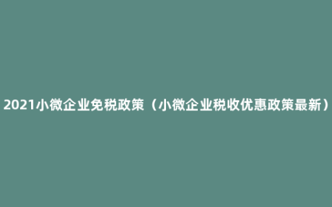 2021小微企业免税政策（小微企业税收优惠政策最新）