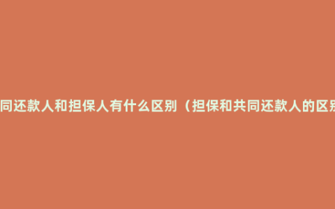 共同还款人和担保人有什么区别（担保和共同还款人的区别）