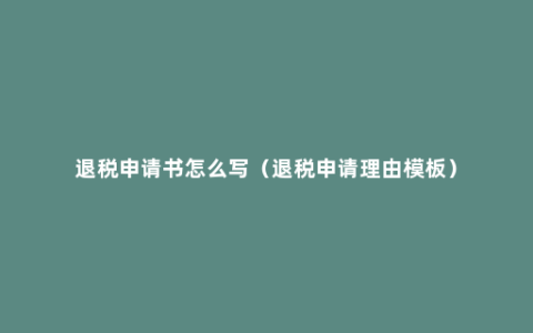 退税申请书怎么写（退税申请理由模板）