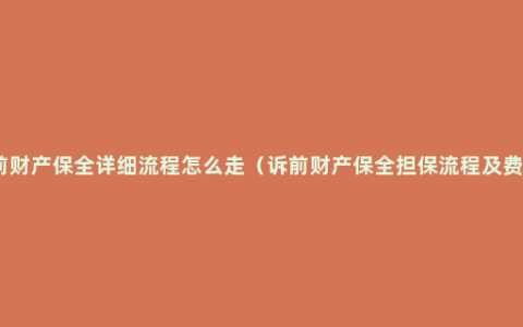 诉前财产保全详细流程怎么走（诉前财产保全担保流程及费用）