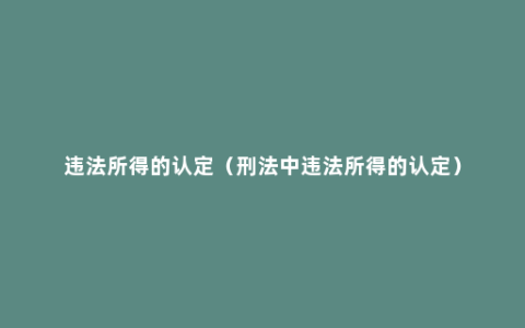 违法所得的认定（刑法中违法所得的认定）