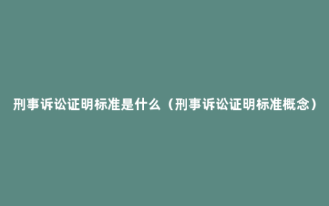 刑事诉讼证明标准是什么（刑事诉讼证明标准概念）