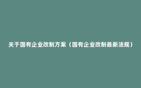 关于国有企业改制方案（国有企业改制最新法规）