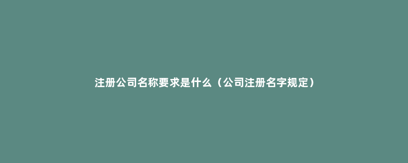 注册公司名称要求是什么（公司注册名字规定）