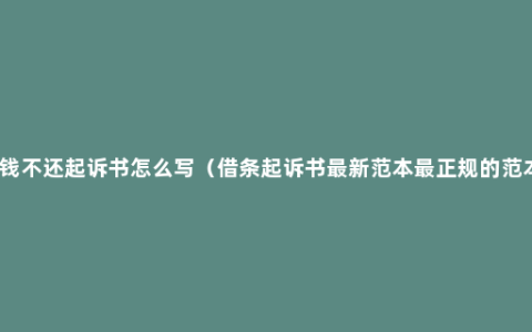 借钱不还起诉书怎么写（借条起诉书最新范本最正规的范本）